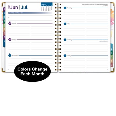 2026 Global Printed Products 8.5" x 11" Weekly & Monthly Planner, Paperboard Cover, Rainbow Floral (FSHN-CY26-8511-53)
