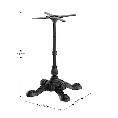 Flash Furniture Chambery 28.25"H X Table Base, Cast Iron, Black (SDAT2222)