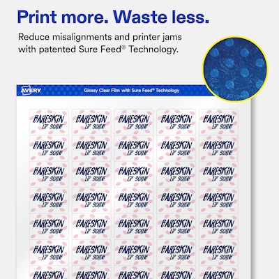 Avery Rectangle Laser/Inkjet Multipurpose Labels, Clear, 50 Labels/Sheet, 25 Sheets/Pack (19479311188)