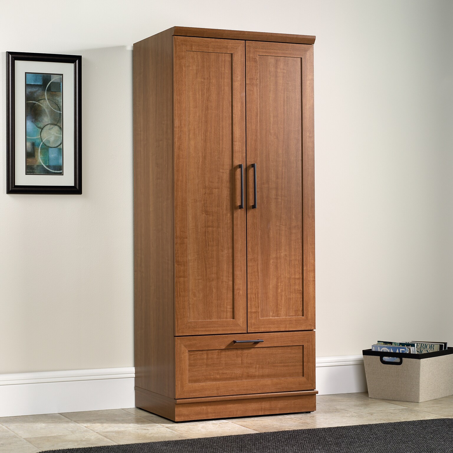 Sauder HomePlus 71 H Storage Armoire with 1 Shelves Sienna Oak Finish finish (411802)