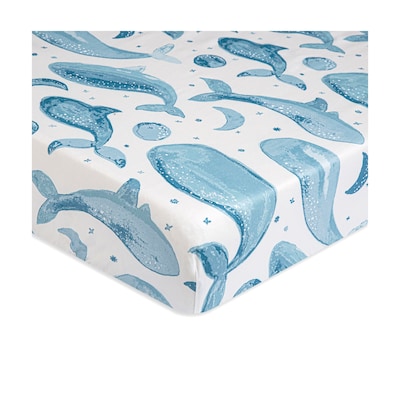 Crane Baby Caspian Crib Fitted Sheet, Whale (BC-130CFS-1)