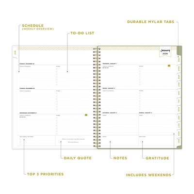 2026 Blue Sky Day Designer Heirloom Cream 11 x 8.5 Weekly & Monthly Personal Organizer, Plastic Cover (154640)