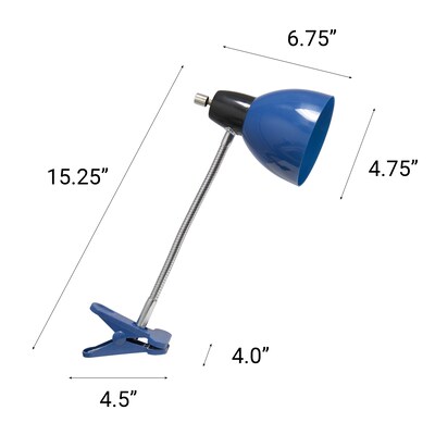 Creekwood Home 15.25" Basic Clip On Reading Light with Flexible Gooseneck, Blue (CWD-1008-BL)