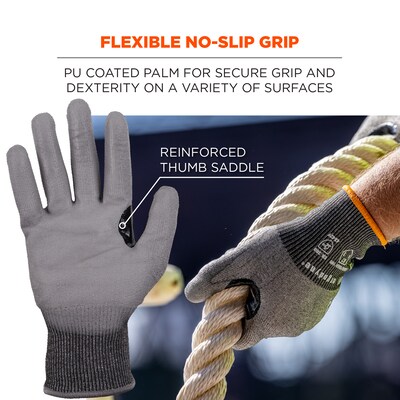 Ergodyne ProFlex 7071 PU Coated Cut-Resistant Gloves, ANSI A7, Gray, XXL, 12 Pair (18066)