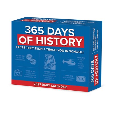 2027 Willow Creek 365 Days of History 6.2 x 5.4 Daily Day-to-Day Calendar, Assorted Colors (63163)