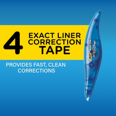 BIC Wite-Out Exact Liner Correction Tape, White, 4/Pack (WOELP418-WHI)