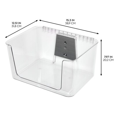 Large Wallspace Open-Front Bin and Bracket - Wall-Mounted Storage Bin for Garage, Laundry Room, and Pantry