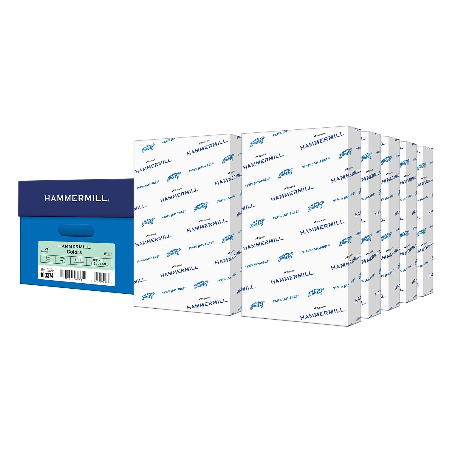 Hammermill 8.5 x 14 Color Copy Paper, 20 lbs., Green, 500 Sheets/Ream, 10 Reams/Carton (103374)