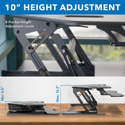 Mount-It! 43"W Manual Corner Adjustable Standing Desk Converter, Black (MI-7958A)