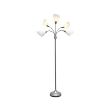 Simple Designs 67 Silver Metal Floor Lamp with 5 Adjustable Cone Shades (LF2006-SVW)