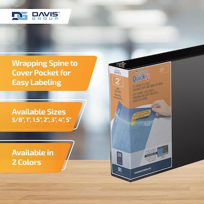 Davis Group QuickFit Heavy Duty 2" 3-Ring Standard Binders, D-Ring, Black, 2/Pack (94031-02)