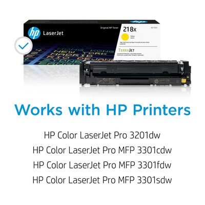 Original HP 218X Yellow High-yield Toner Cartridge (W2182X), print up to 2,500 pages