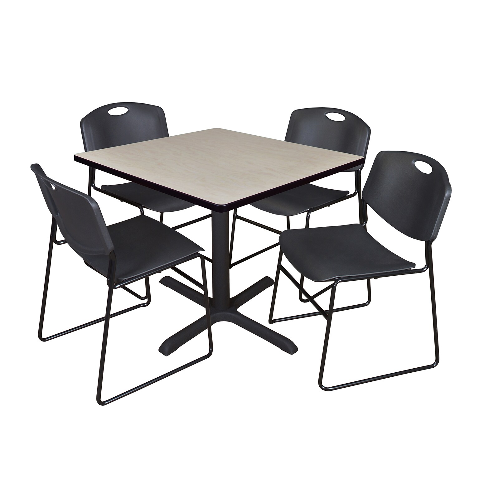 Regency 42 Laminate Square Table with 4 Chairs, Black (TB4242PL44BK)