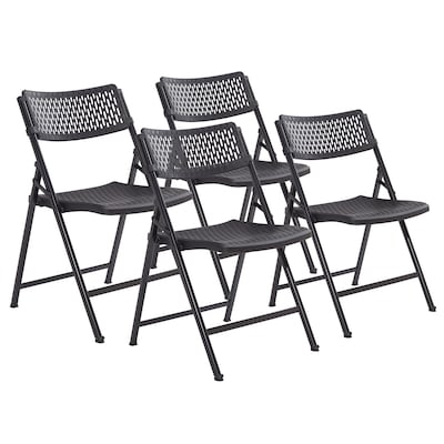 NPS AirFlex Series Premium Polypropylene Folding Chair, Black, 4/Pack (1410)