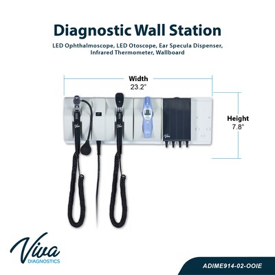 Viva Comfort integrated Diagnostic Wall System w/Ophthalmoscope, Otoscope, Thermometer, Ear Specula Dispenser (ME914-02-OOIE-MK)