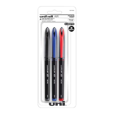 uni AIR Porous Point Pens, Medium Point, 0.7mm, Blue Ink, 3/Pack (1926810)