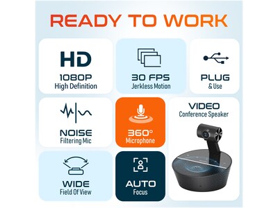 Delton C90 HD 1080p Conference Speakerphone Webcam, 2 Megapixels, Black, (DCSC90)