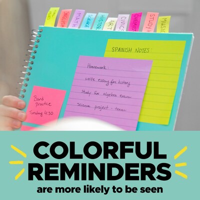 Post-it® Flags, 0.5" Wide, Assorted Bright Colors, 100 Flags/Pack (683-5CB2)