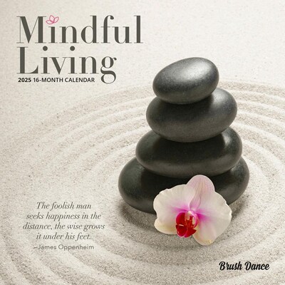 2025 Brush Dance Mindful Living 7 x 14 Monthly Mini Wall Calendar, (9781975478629)
