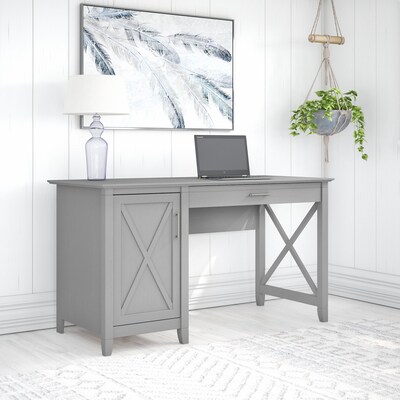 Bush Furniture Key West 54W Computer Desk with Keyboard Tray and Storage, Cape Cod Gray (KWD154CG-0