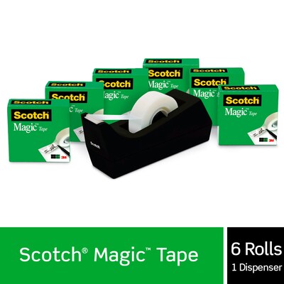 Scotch Magic Invisible Tape with Desktop Refillable Dispenser, 3/4" x 27.7 yds., 6-Pack (810KC38)