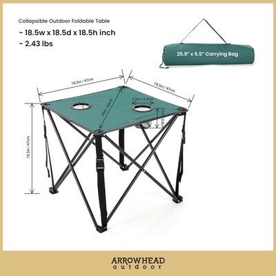 Arrowhead Outdoor Folding Camping Table with Carry Bag, Green (KKS0228U)