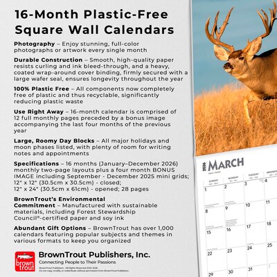 2026 BrownTrout Monster Bucks 12" x 12" Monthly Wall Calendar (9798330704682)