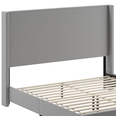 Flash Furniture Quinn Gray Upholstered Platform Bed with Headboard, King (YK1077GYK)