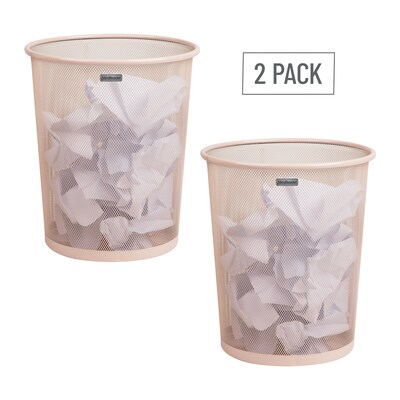 Mind Reader Metal Mesh Trash Can Without Lid, 4.4 Gallon, Pink, 2/Pack (2CIRGA-PNK)