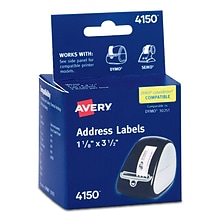 Avery Direct Thermal Roll Address Labels, 1-1/8 x 3-1/2, White, 130 Labels/Roll, 2 Rolls/Box, 260