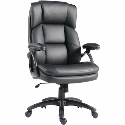 Lorell PU Leather Swivel Executive Chair, Black (LLR59435)