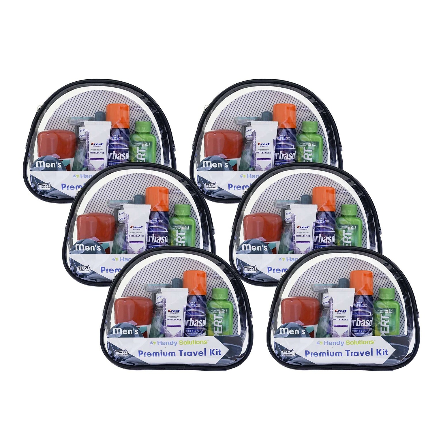 Handy Solutions Mens Premium Travel Kit, 6 Kits/Traypack, 2 Traypacks/Carton