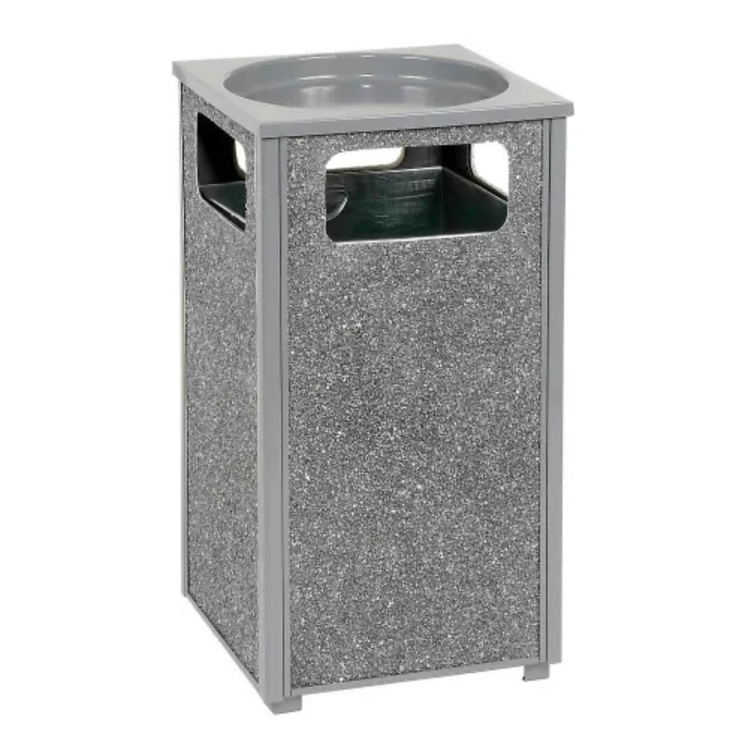 Global Industrial Stone Panel Trash Sand Urn, 12 Gallon Capacity, 13-1/2W x 13-1/2D x 32H, Gray (239577GY)