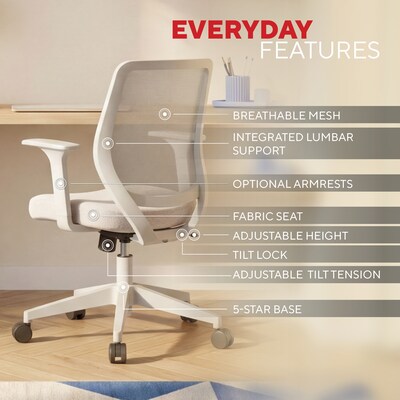 Staples Essentials Ergonomic Fabric Swivel Task Chair, Gray (UN58149)