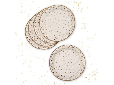 Pukka Party Stars Christmas Paper Plates, Gold, 8/Pack (PTY559)