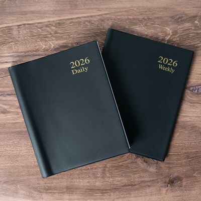 2026 Medical Arts Press® 8 1/2" x 11" 4 Column Daily Appointment Log, Black (3111526)