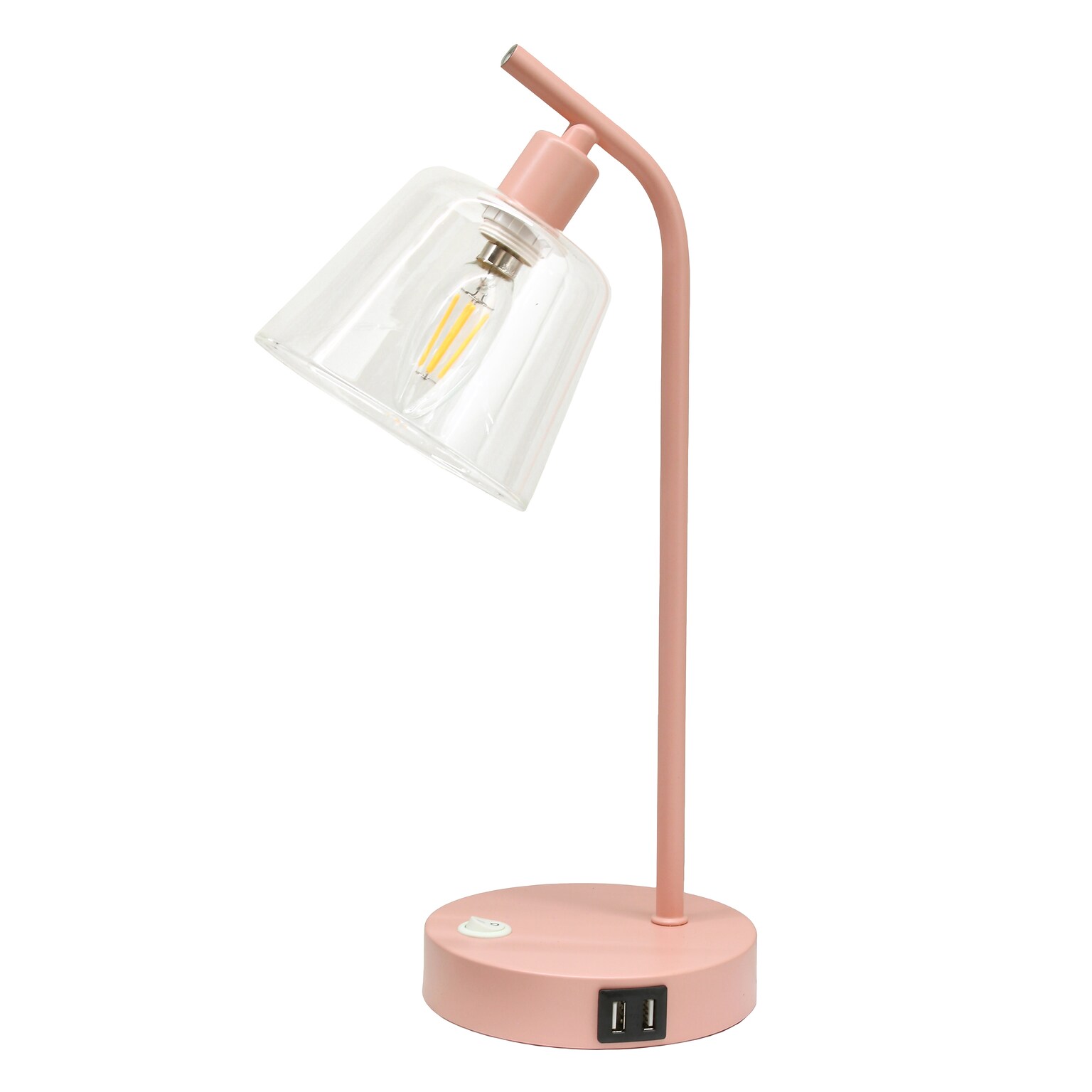 Simple Designs Sleek Essentials LED Desk Lamp, 15.75, with USB Ports, Blush Pink (LD1074-BPK)