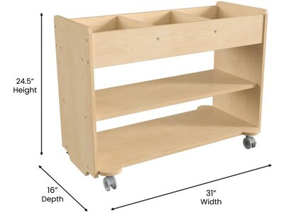 Flash Furniture Bright Beginnings Mobile 5-Section Storage Cart, 24.5"H x 31"W x 16"D, Natural Birch Plywood (MK-KE24145-GG)