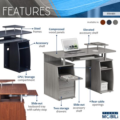 Techni Mobili 47"W Computer Desk, Espresso (RTA-8211-ES18)