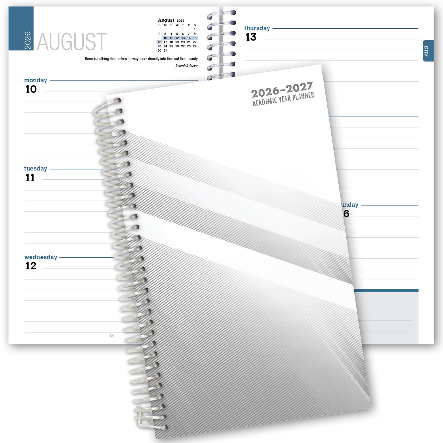 2026-2027 ELAN 5 x 8 Academic Weekly & Monthly Student Planner, Paperboard Cover, White (HS-03-AY26-C2)