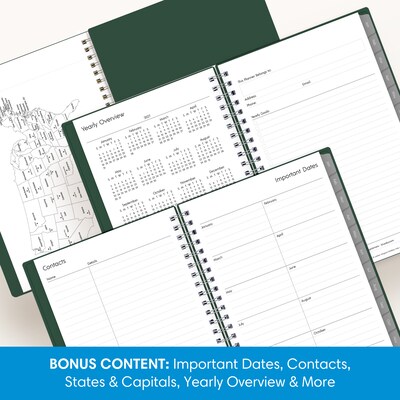 2027 Blue Sky 5" x 8" Day-to-Day Calendar, Forest Green (162470)