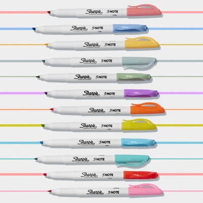 Sharpie S-Note Creative Permanent Marker, Chisel Tip, Assorted Colors, 12/Pack (2117329/2158060)