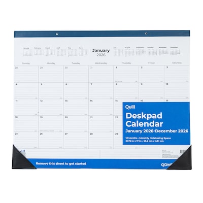 2026 Quill Brand® 22 x 17 Monthly Desk Pad, Blue (63003-26-QCC)