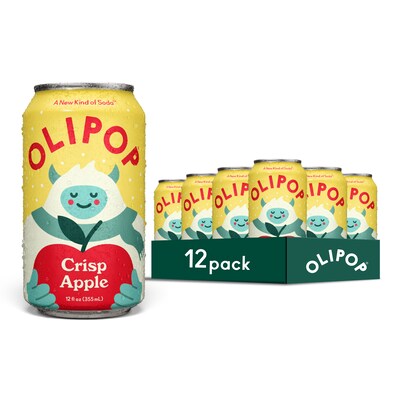 Olipop Prebiotic Crisp Apple Soda, 12 fl. oz., 12 Cans/Case (ICO63943)