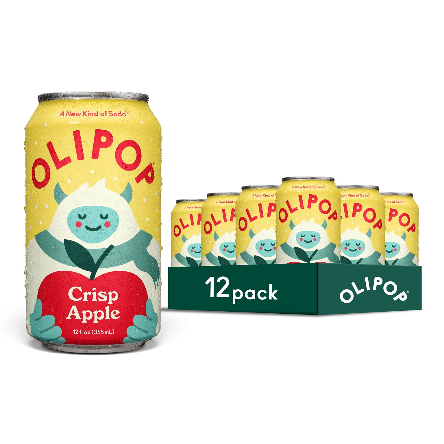 Olipop Prebiotic Crisp Apple Soda, 12 fl. oz., 12 Cans/Case (ICO63943)