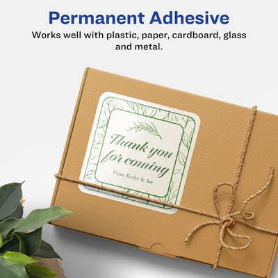 Avery Laser/Inkjet Square Pearlized Labels, 2.5" x 2.5", Ivory, 450 Labels/Box (94104)