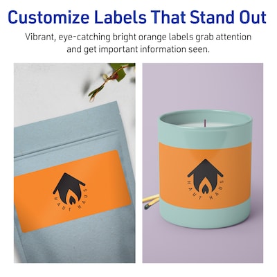 Avery Laser/Inkjet Multipurpose Rectangle Labels, 3" x 6", Bright Orange, 30/Pack (94249)