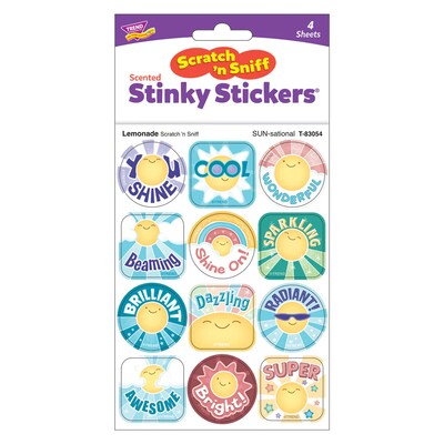 Trend Enterprises SUN-sational Lemonade Scent Scratch 'n Sniff Stinky Stickers, Multicolored, 48/Pack, 6/Packs/Bundle