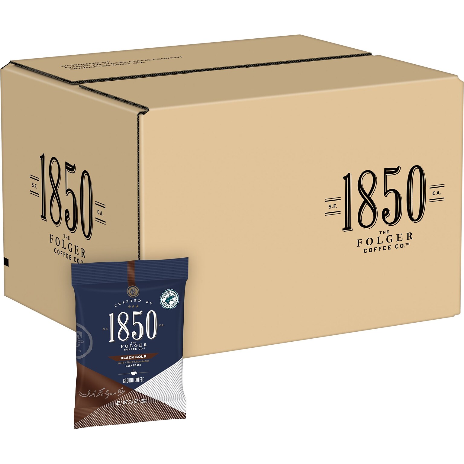 1850 Black Gold Coffee Fraction Pack, Dark Roast, 2.5 oz., 24/Carton (SMU02151)