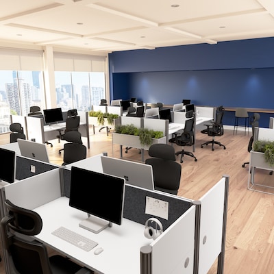 Bush Business Furniture Pro-Biz 42.8H x 62.52W 2 Person Back to Back Cubicle Panel Workstation, White (100870CG-17)